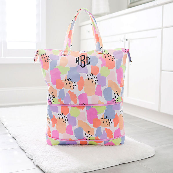 Expanded Melon Patch Travel Bag in Bathroom