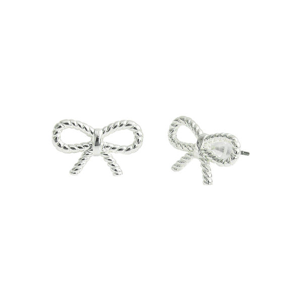 bow earrings in silver