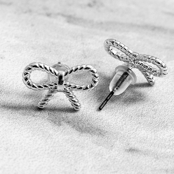 close up of bow earrings