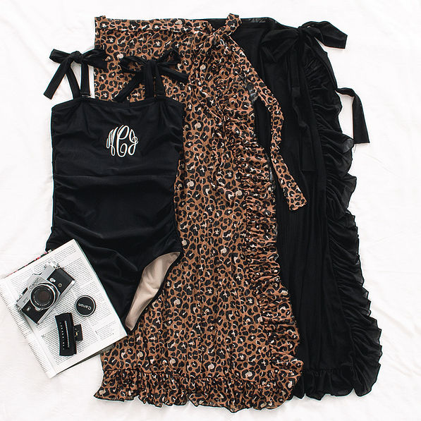 long luxurious sarongs in black and cheetah