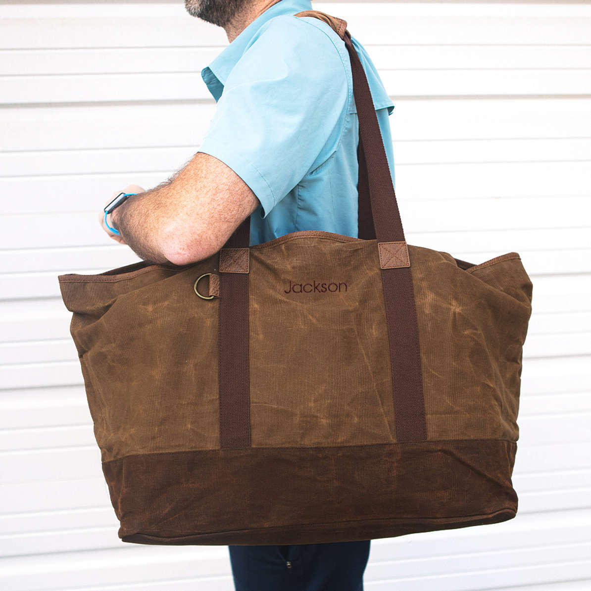 Mens Personalized Waxed Canvas Extra Large Tote Bag Marleylilly 