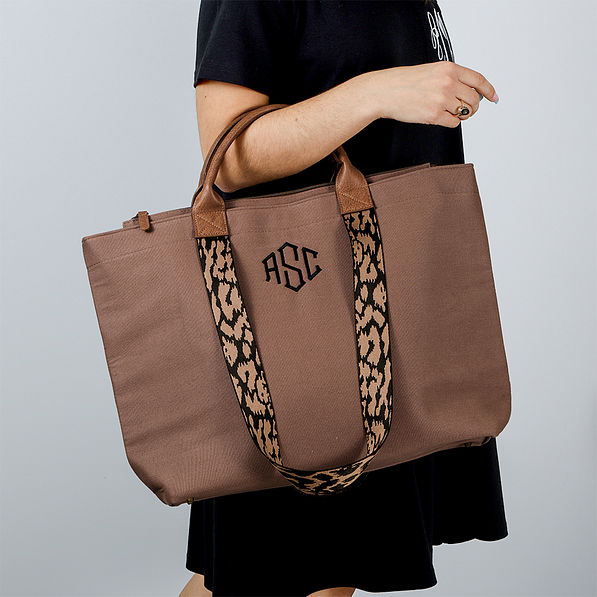 monogrammed ranch tote on girl's arm