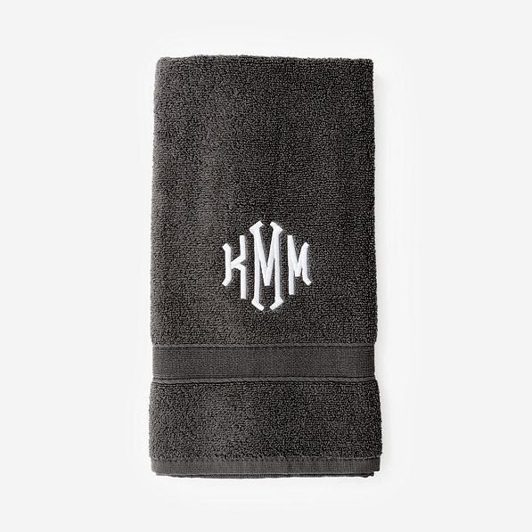 Monogrammed Hand Towel in Charcoal