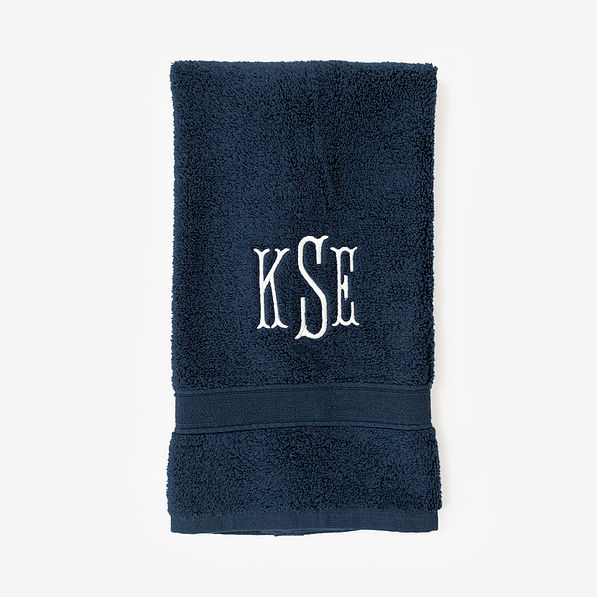 Monogrammed Hand Towel in Navy