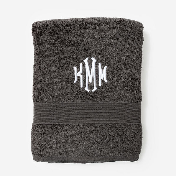 Monogrammed Bath Towel in Charcoal