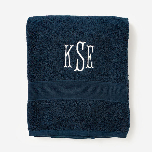 Monogrammed Bath Towel in Navy