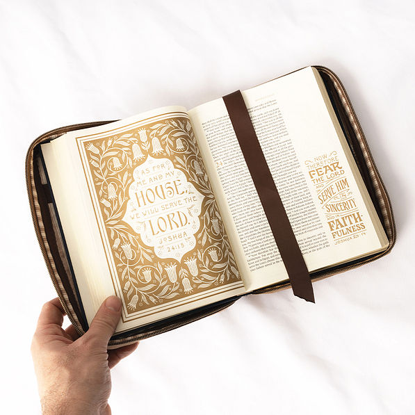 waxed canvas bible carrier - open