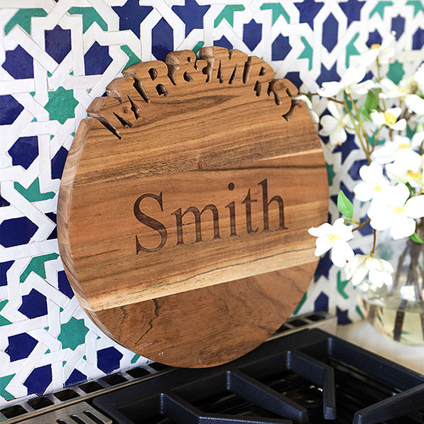 name on wedding cutting board