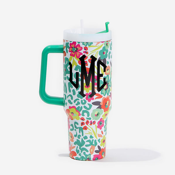 Monogrammed Travel Tumbler in Wild Blooms
