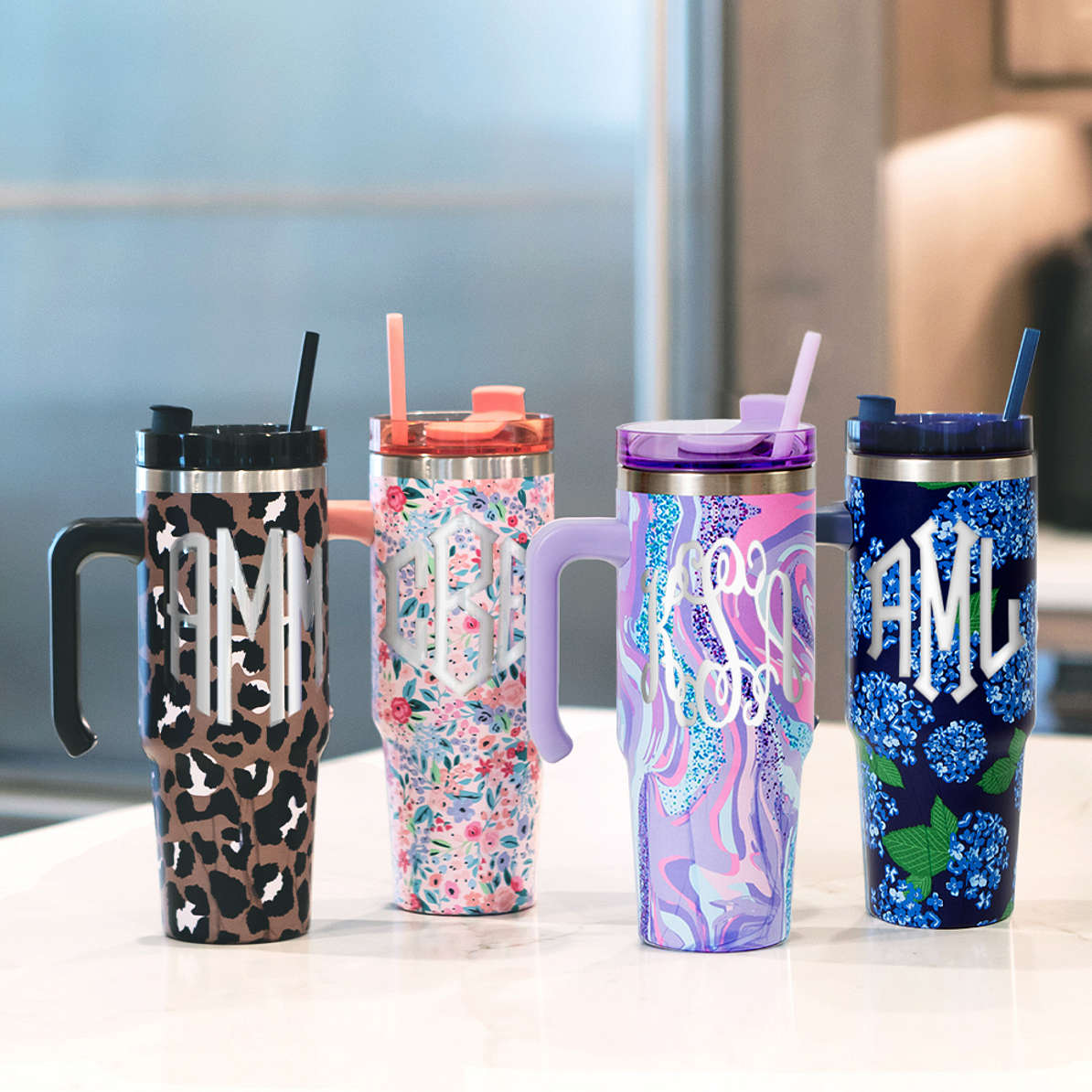 Personalized Insulated Tumbler with Handle From Marleylily