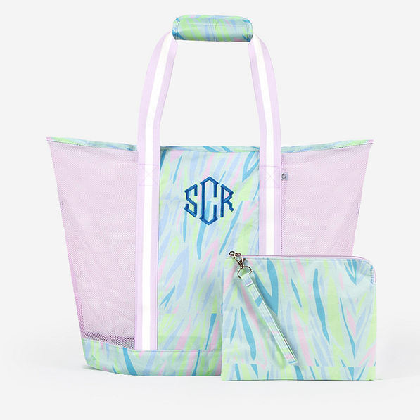 Monogram Mesh Bag Personalized Toy Bag Embroidered Beach 