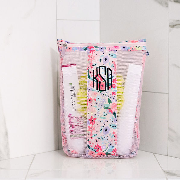 coral floral shower bag