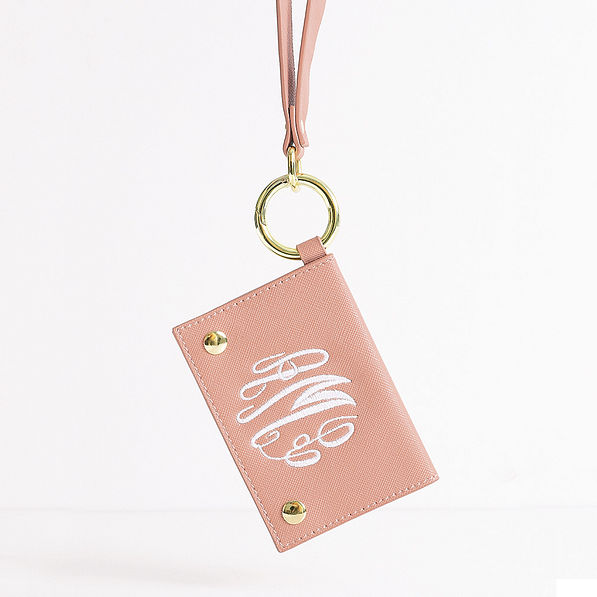 Monogrammed Card Holder in Blush