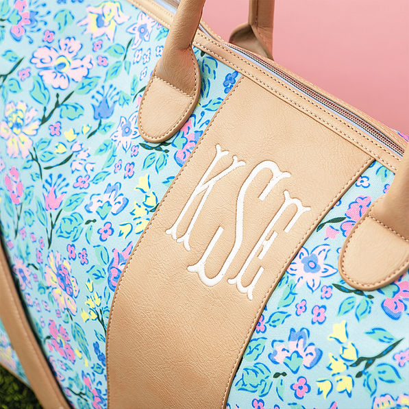 pastel flora trellis charleston weekender detail shot