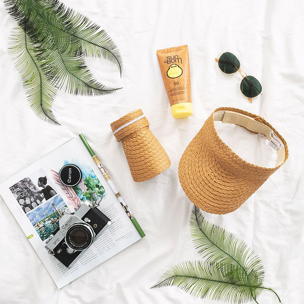 packable sun visor flatlay