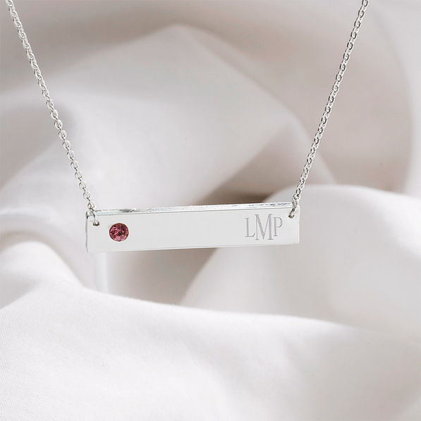 october monogrammed birthstone bar necklaces