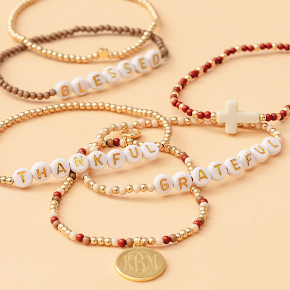 blessed thankful grateful stack fall bracelets