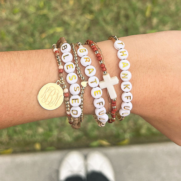 fall bracelet thankful stacks on wrist