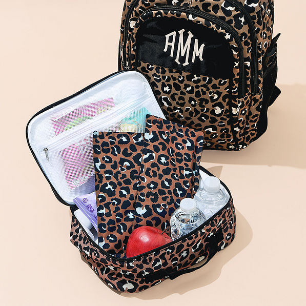 cheetah ice pack set with matching lunch box and backpack