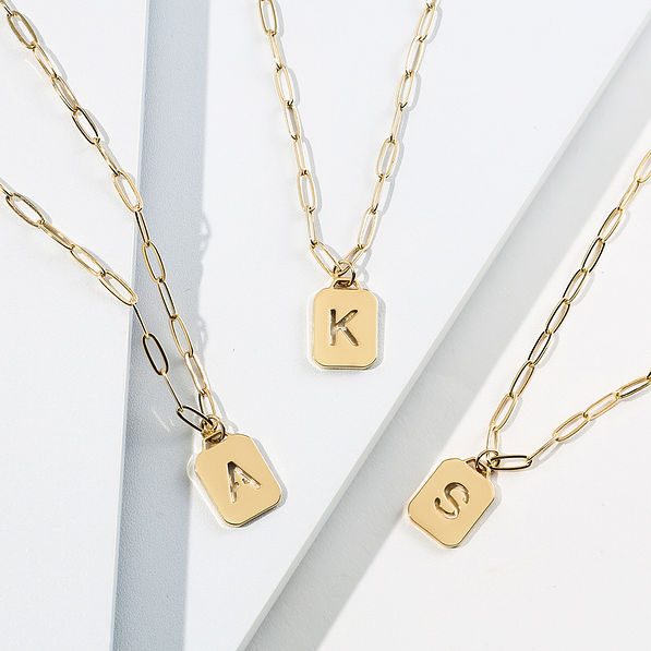 Letter hot sale tag necklace