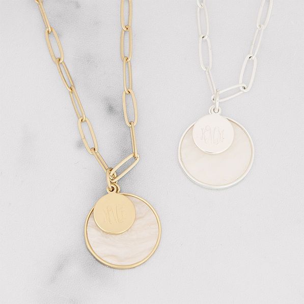 Monogrammed Pendant Disc Necklace - Marleylilly