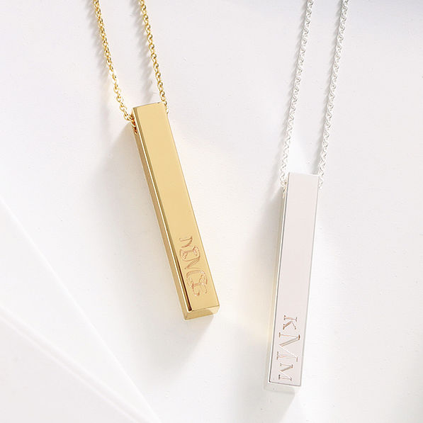 gold and silver bar necklace