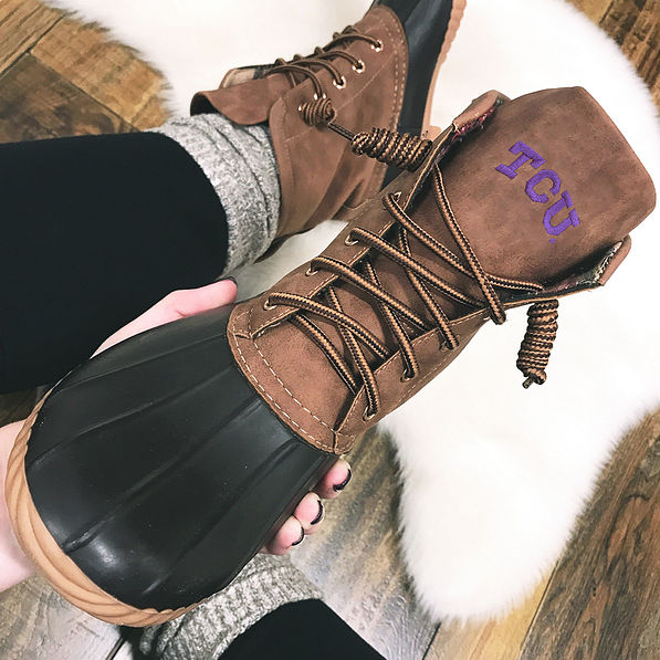 TCU Horned Frogs Duck Boots in Brown