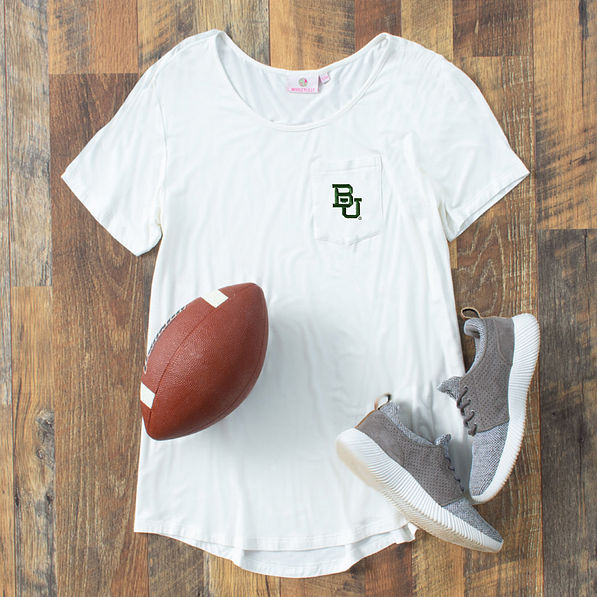 Baylor Bears Boyfriend T-Shirt in White with gray athleisure sneakers