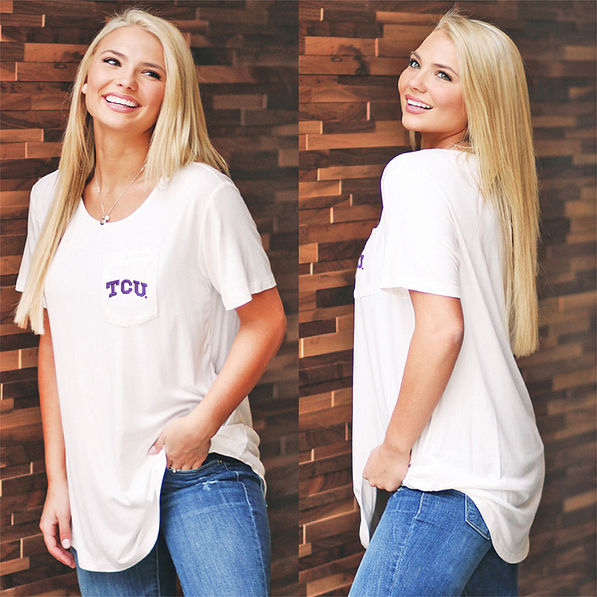 TCU Boyfriend T-Shirt in White split image