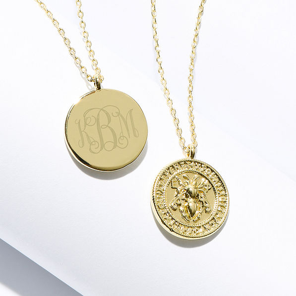 Monogrammed Bee Pendant Necklace