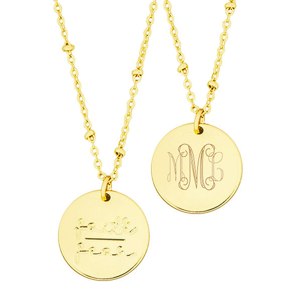 Monogrammed Faith Over Fear Necklace in gold