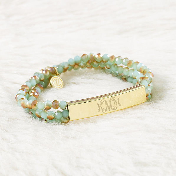 turquoise beaded bar bracelet on fur