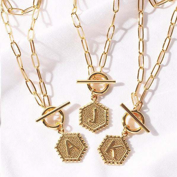 a, j, and k initial layered necklaces