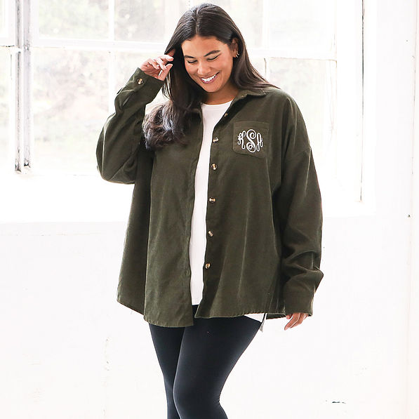 olive oversized monogrammed tunic with leggings