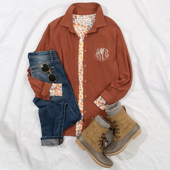 pumpkin waffle button down  ootd