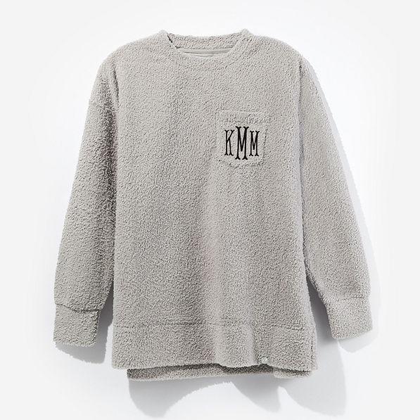 monogrammed cozy sweatshirt in grey