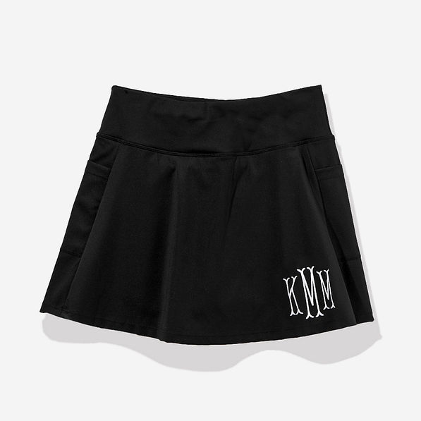 monogrammed skort in black