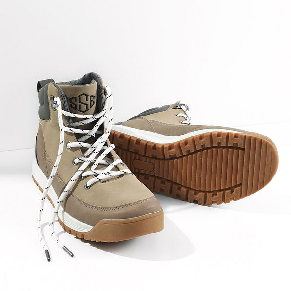 brown hiking boots in studio updated