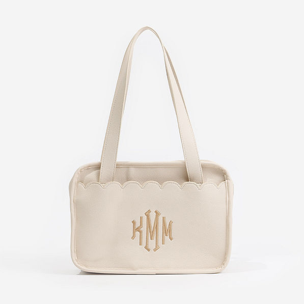 Monogrammed Bible Tote Bag in Bone