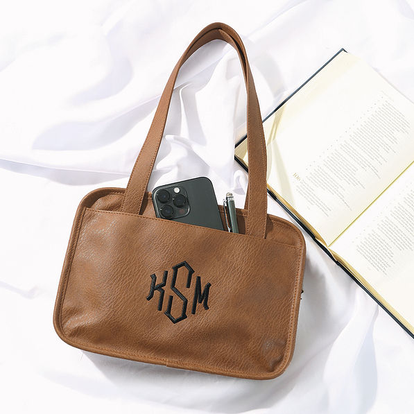 personalized brown bible tote bag