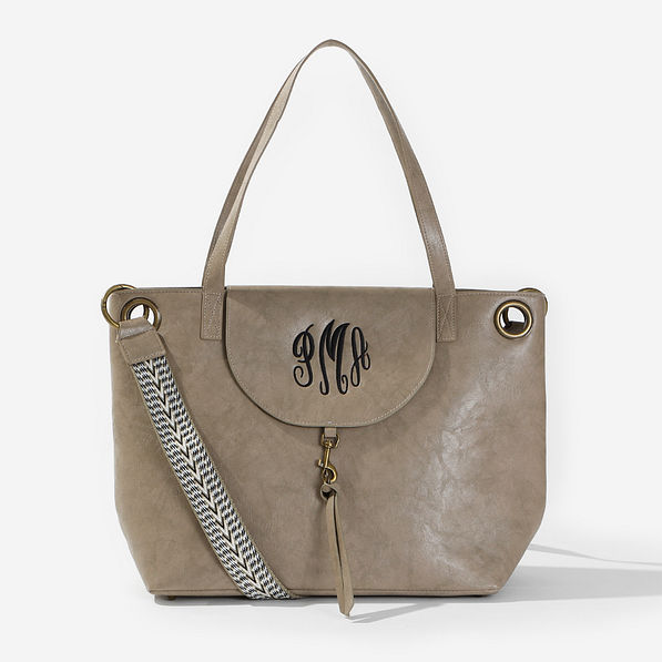Monogrammed Everyday Italian Leather Tote Bag