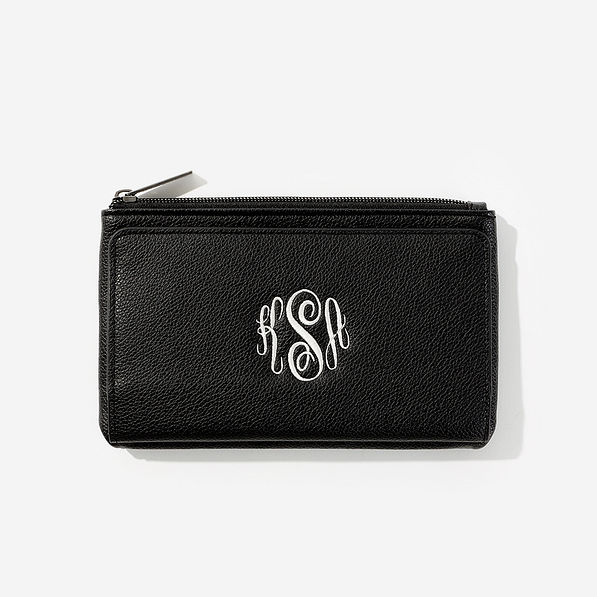 Monogrammed Phone Wallet in Black
