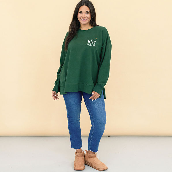 pine crewneck sweatshirt on julia ann