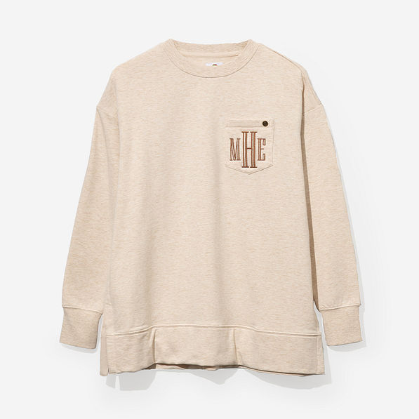 monogrammed crewneck sweatshirt in heathered oatmeal