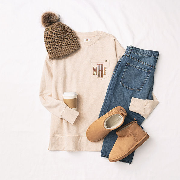 personalized heathered oatmeal crewneck sweatshirt ootd