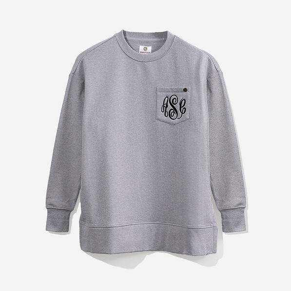 monogrammed crewneck sweatshirt in heathered gray