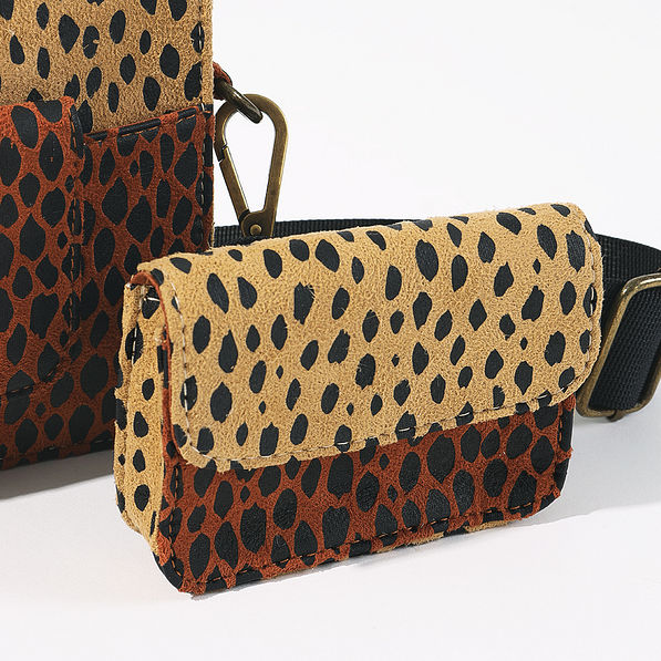 detail shot of camel dottie  card case