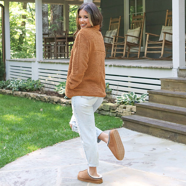 back of camel sherpa jacket