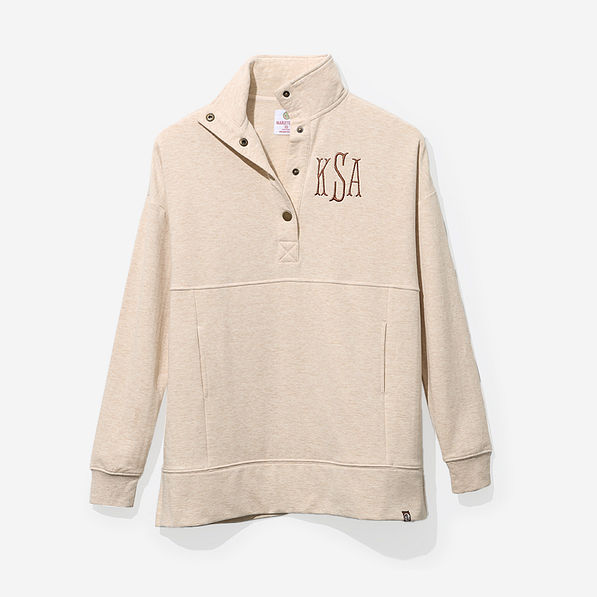 monogrammed pullover in heathered oatmeal