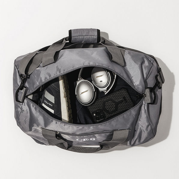 charcoal packable travel bag open